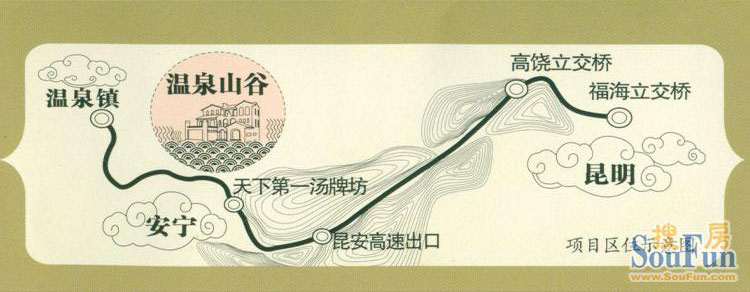 昆明温泉山谷高尔夫球会位置及交通图