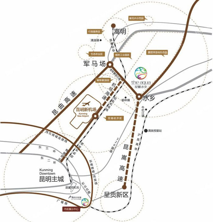 昆明嘉丽泽高尔夫交通及位置图